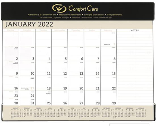 Deskpad Blotter with Vinyl Corners Calendar for 2022
